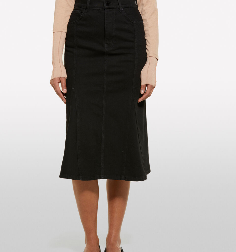 Gonna di jeans svasata nera - gonne midi, longuette donna - Nero | Sisley image number 4